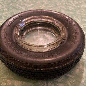 Vintage Goodyear Rubber & Glass Promotional Tire Ashtray